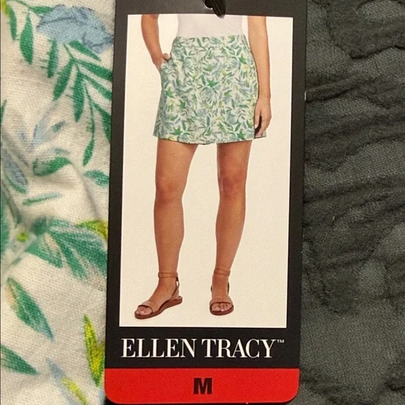 Ellen Tracy women’s size medium linen wrap floral mini skort new summer beach - Picture 9 of 12